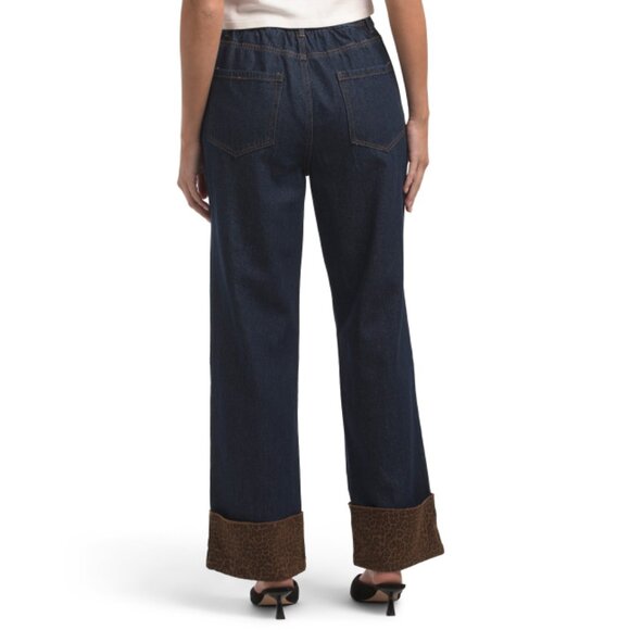SUNDAY EDITION denim Faux Suede Cuff Wide Leg Jeans - Picture 2 of 2